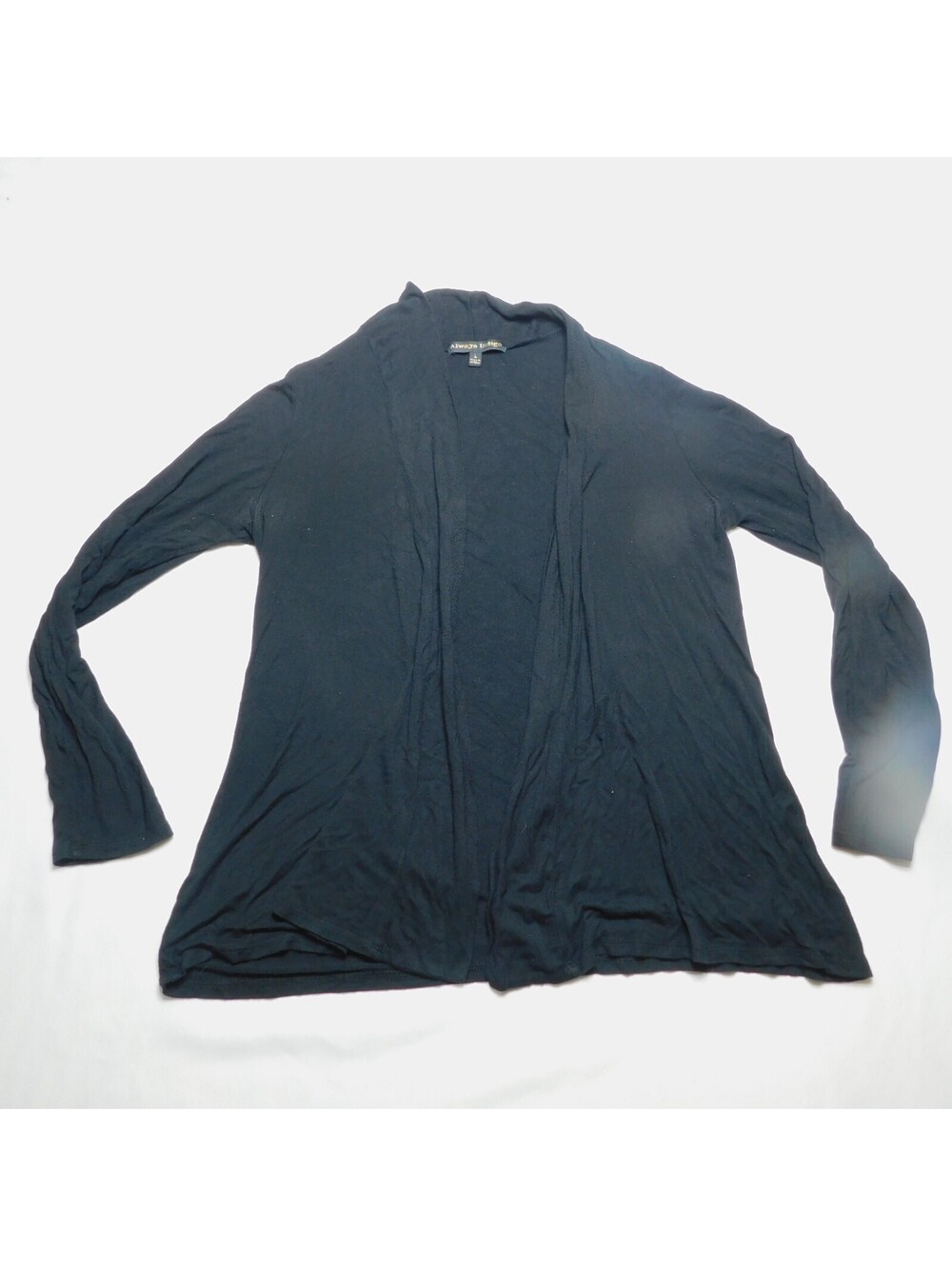 Always Indigo Black Open Front Cardigan Sweater Women's Size Large L Long Sleeve